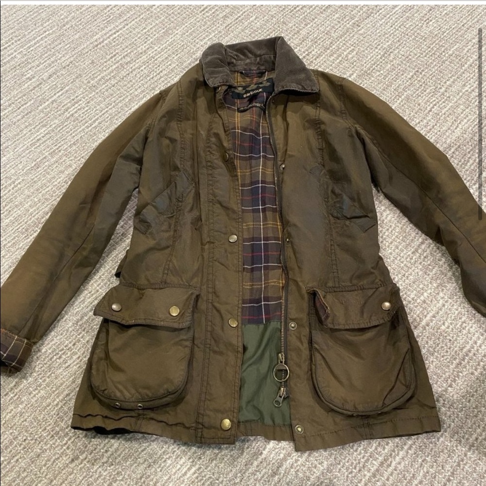 Barbour Women’s Beadnell Waxed Jacket Size 4 US in Olive Vintage Jacket